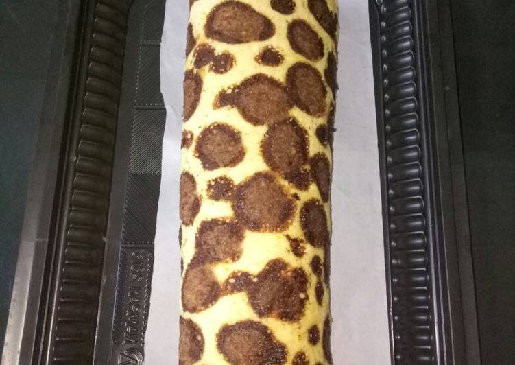 Resep Leopard rollcake Anti Gagal