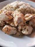 Pechuga con pasta Riso a la crema