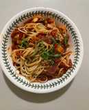 Rough & Ready Spaghetti with mixed seafood, tomato and chilli
