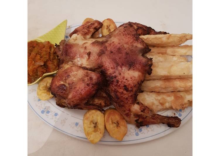 Yamarita,plantain and chicken peri peri