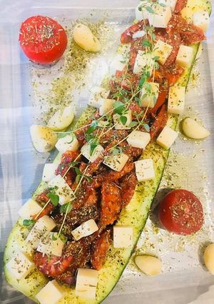 Une photo de Courgettes farcies au Chorizo et Tomates séchées