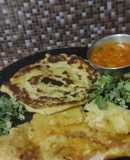 Drumstick leaves healthy Adai Dosa (with full protein dals and idli rice with tomato chutney)