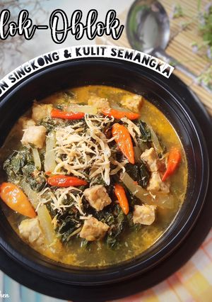 Foto resep 🍉 Oblok-Oblok Daun Singkong & Kulit Semangka 🍉