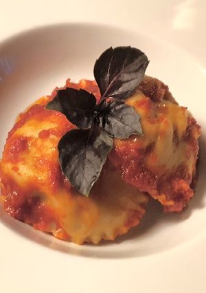 A picture of Leftover Ravioli with Simple Tomato Sauce 🍅.