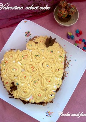 A picture of Valentine Rose velvet cake.