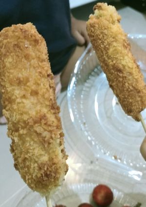 Foto resep Corn dog Sosis Mozarella Olahan Roti Tawar