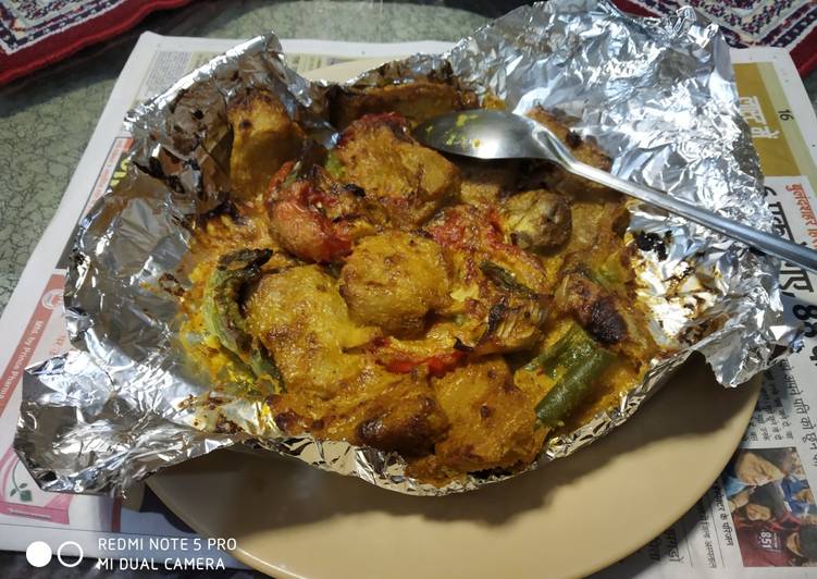 Recipe of Any-night-of-the-week Baked Capsicum,tomato,paneer,mushroom,soya champ and onion