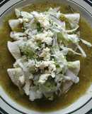 Quesadillas Dipped in Green Salsa