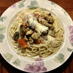 A picture of Chicken (or sausage) and Pasta With White Wine Cream Sauce.