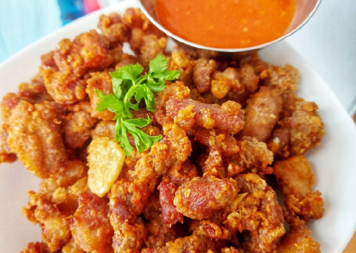 Samcan Goreng ala Thai (Thai Fried Pork Belly)