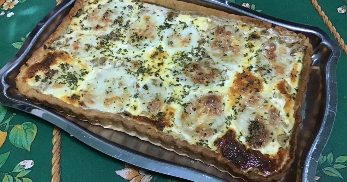 Tarte à la fondue de jeunes poireaux et mozzarella (pâte brisée maison