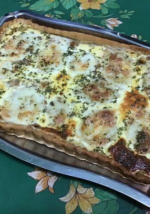 A picture of Leek and Mozzarella Tart with Homemade Pie Crust.