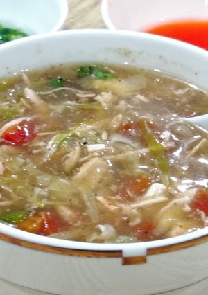 A picture of Hot and sour soup.