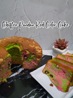 Foto resep 392. Chiffon Pandan Red Color Cake (6 Telur)
