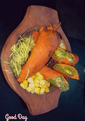 A picture of Jain special mirchi vada.