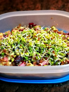 Una foto de Quinoa integral con remolacha y germinados de rábano - veggie