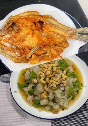 A picture of Fried Snapper With Sweeten Fish Sauce.