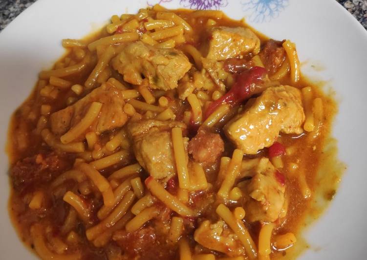 FIDEUÁ MELOSA CON CARNE/POLLO en Thermomix