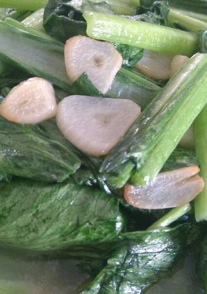 Foto resep sawi cah bawang putih