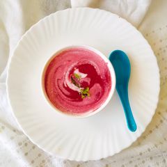 A picture of Beetroot carrot ginger soup.