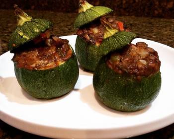 Fresh, Prepare Recipe Stuffed Round Zucchini Very Delicious