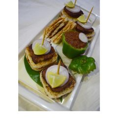 Cheesy Double Sliced Chicken open Sandwich Bites A picture of Cheesy Double Sliced Chicken open Sandwich Bites.