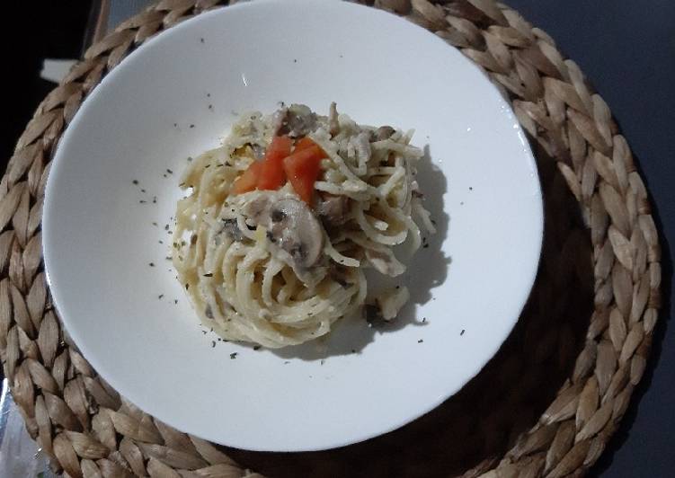 Resep Mushroom Chicken Spaghetti Anti Gagal