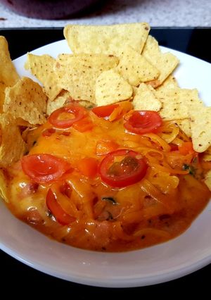 A picture of My 3 Cheese Pizza Topping Dip 😍.