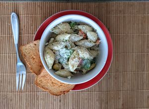 Una foto de Pasta con Habas al Pesto y Yerbabuena