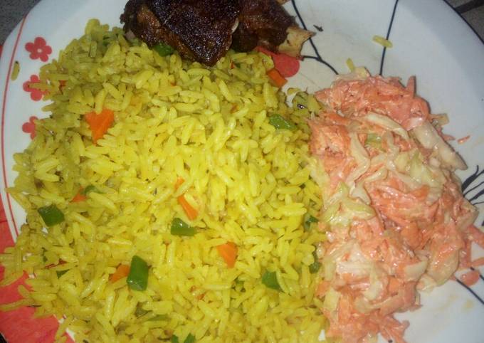 Fried rice and coleslaw