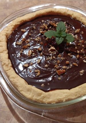 Una foto de Tarta de chocolate con hierbabuena