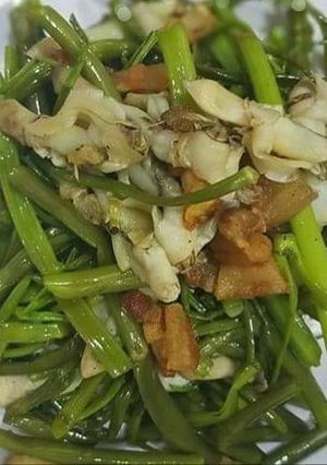 Hình của món Ốc móng tay xào rau muống.