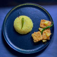 A picture of Dhoka’r Dalna with Basanti Pulao - classic from West Bengal for dinner.