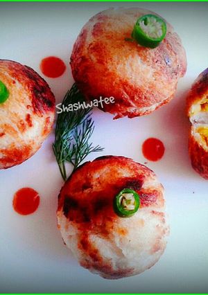A picture of Bread kachori with leftover daal.
