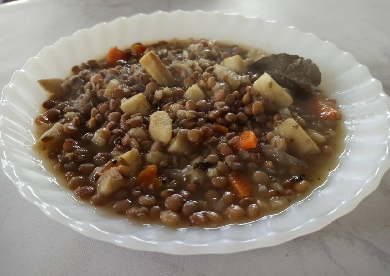 Guiso de lentejas y batata