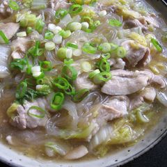 A picture of Simmered Pork & Wombok with Harusame Noodles.
