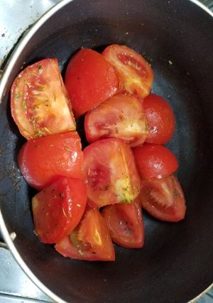 A picture of Pan Fry Tomatoes with Mixed Herbs - 4 mins.
