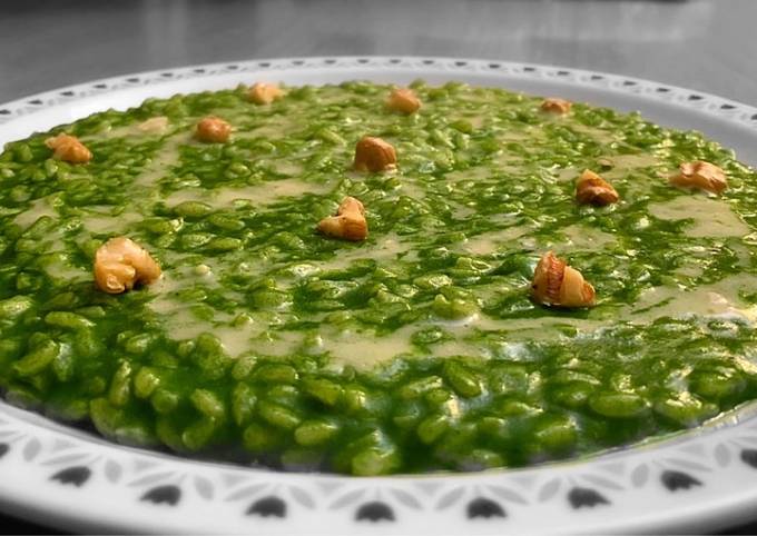 Risotto agli spinaci, fonduta al gorgonzola e noci 🥬🧀🥜