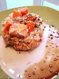 Riso basmati al latte di cocco con salmone e papaya