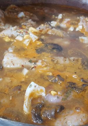 Una foto de Chupín de merluza con champiñón