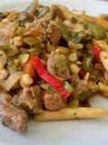 Wok de verduras y carne