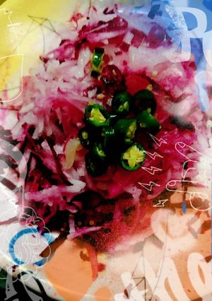 A picture of Radish beetroot green chilli.