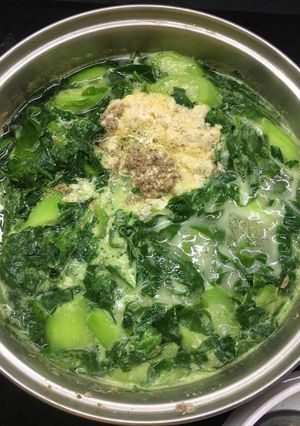 Hình của món Canh cua mồng tơi mướp.