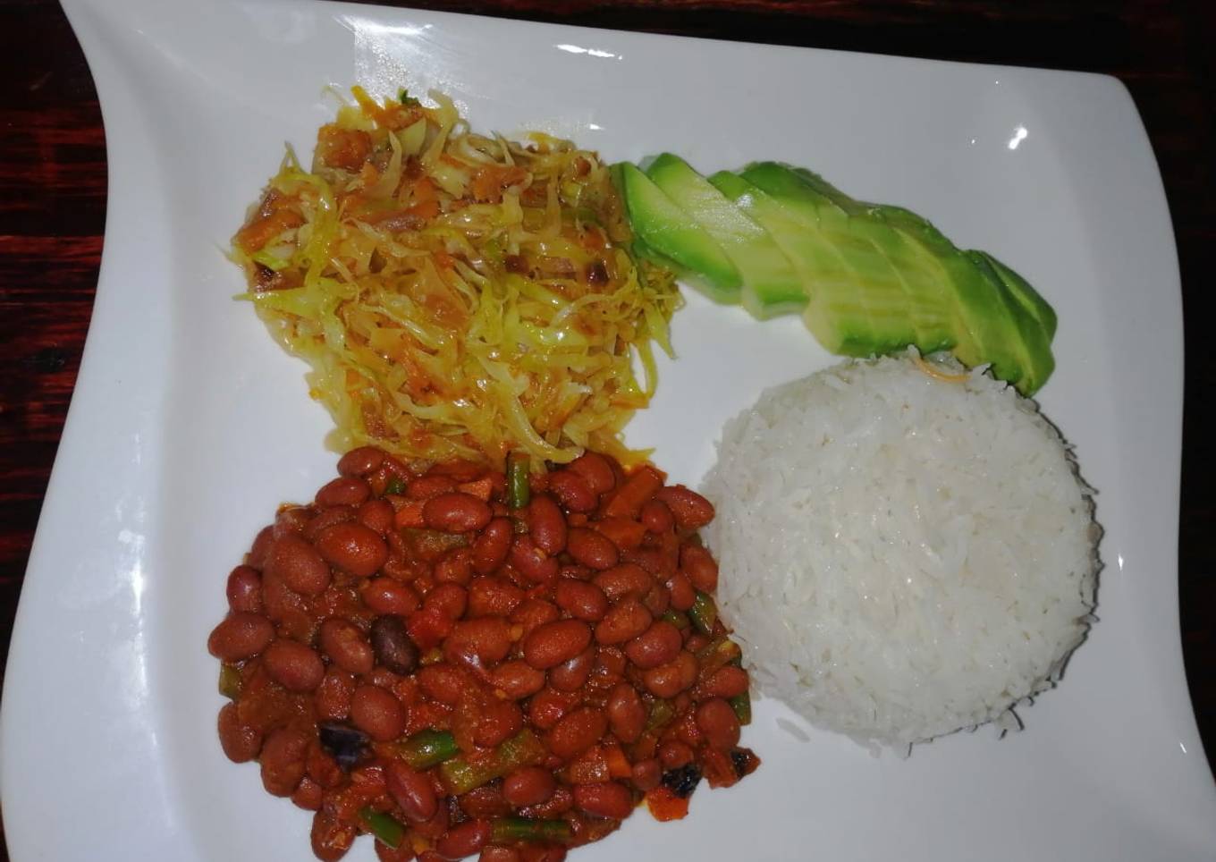 #Week4recipechallenge. Beans curry,fried cabbages n rice