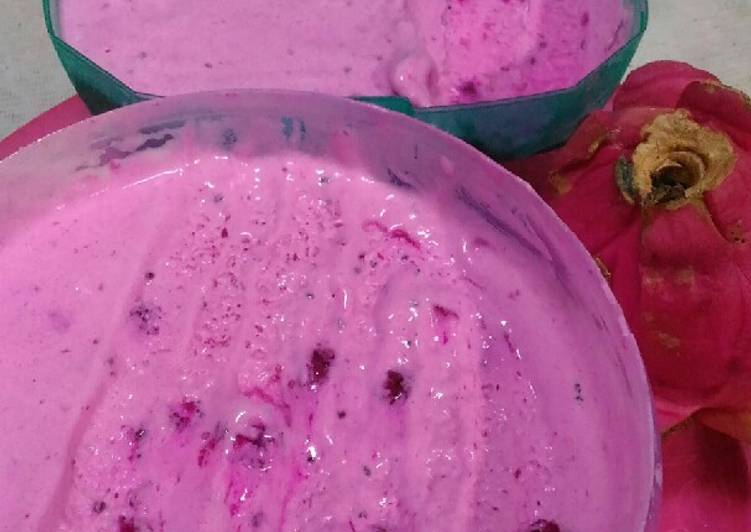Resep Es Cream Buah Naga home made yang Enak Banget
