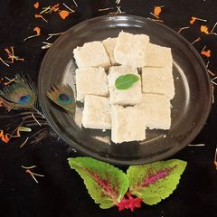 A picture of Roasted peanuts and coconut burfi (vrat special).
