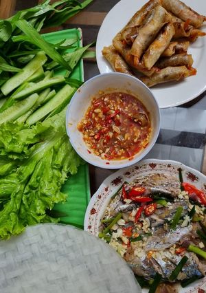 Hình của món Cá nục hấp hành cuốn rau muống do lướt tóp tóp quá nhiều.