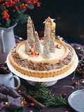 Crostata di Natale con Panna Cotta, Crema di Mele e Cioccolato