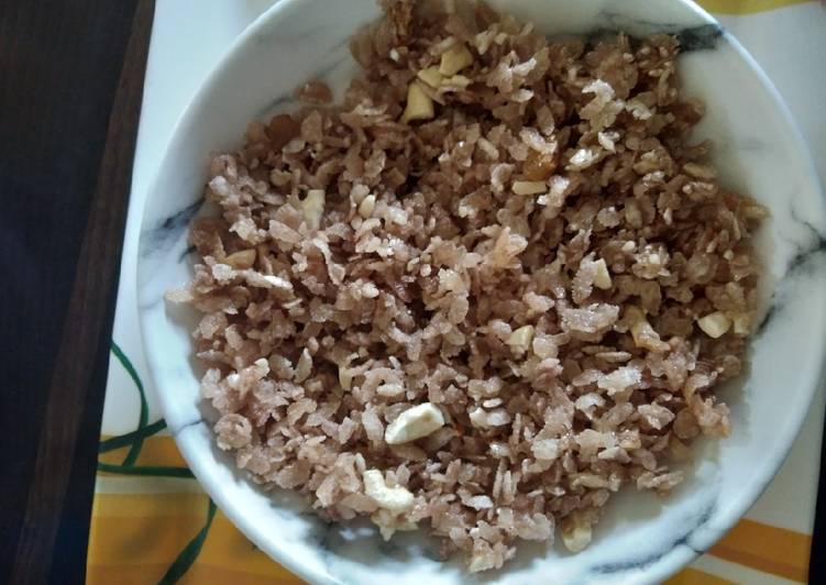 How to Make Favorite Sweet brown beaten rice (Brown poha)