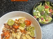 A picture of avocado chicken pasta